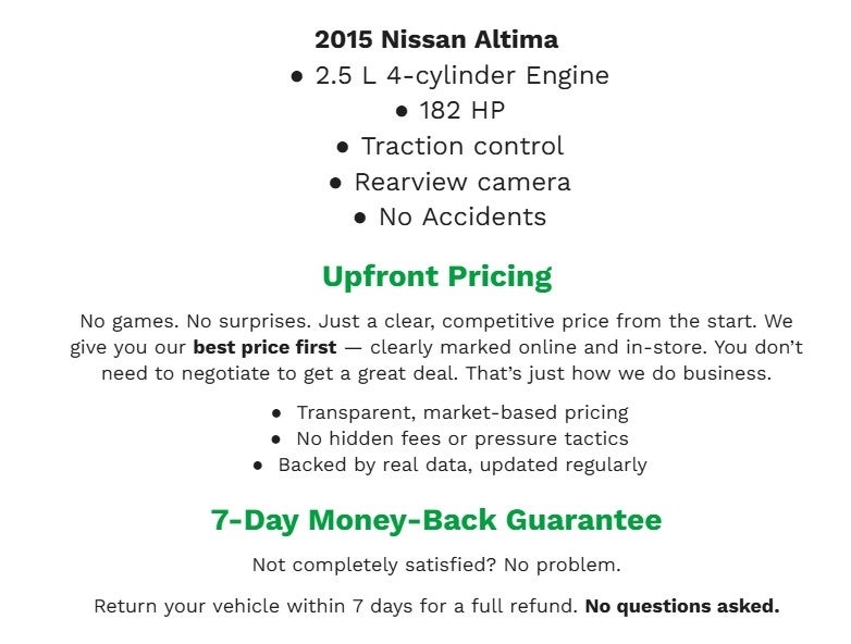 2015 Nissan Altima 4dr Sdn I4 2.5
