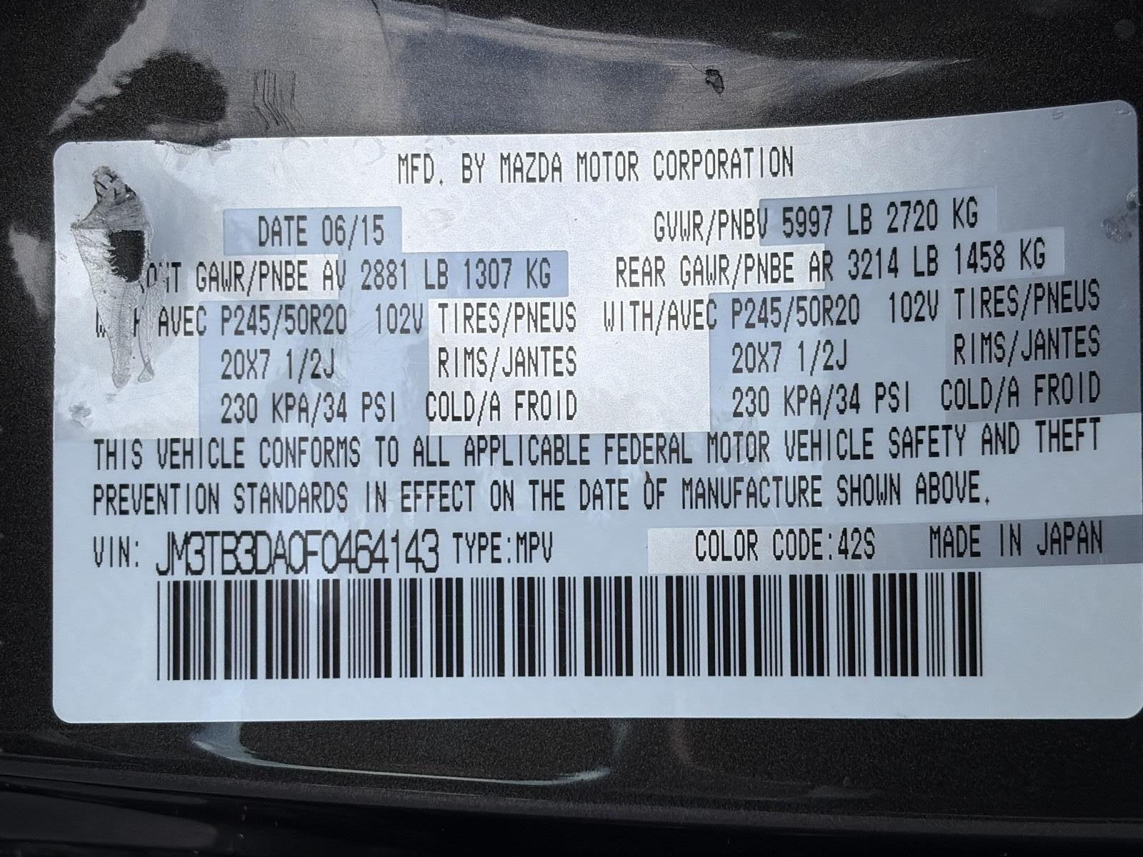 2015 Mazda Mazda CX-9 AWD 4dr Grand Touring